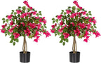 3FT Artificial Bougainvillea Tree with Lush Pink Flowers, Faux Potted Fake Plant, UV Resistant Artificial Tree for Indoor Outdoor Home Decor, Living Room, Office, Patio, Porch