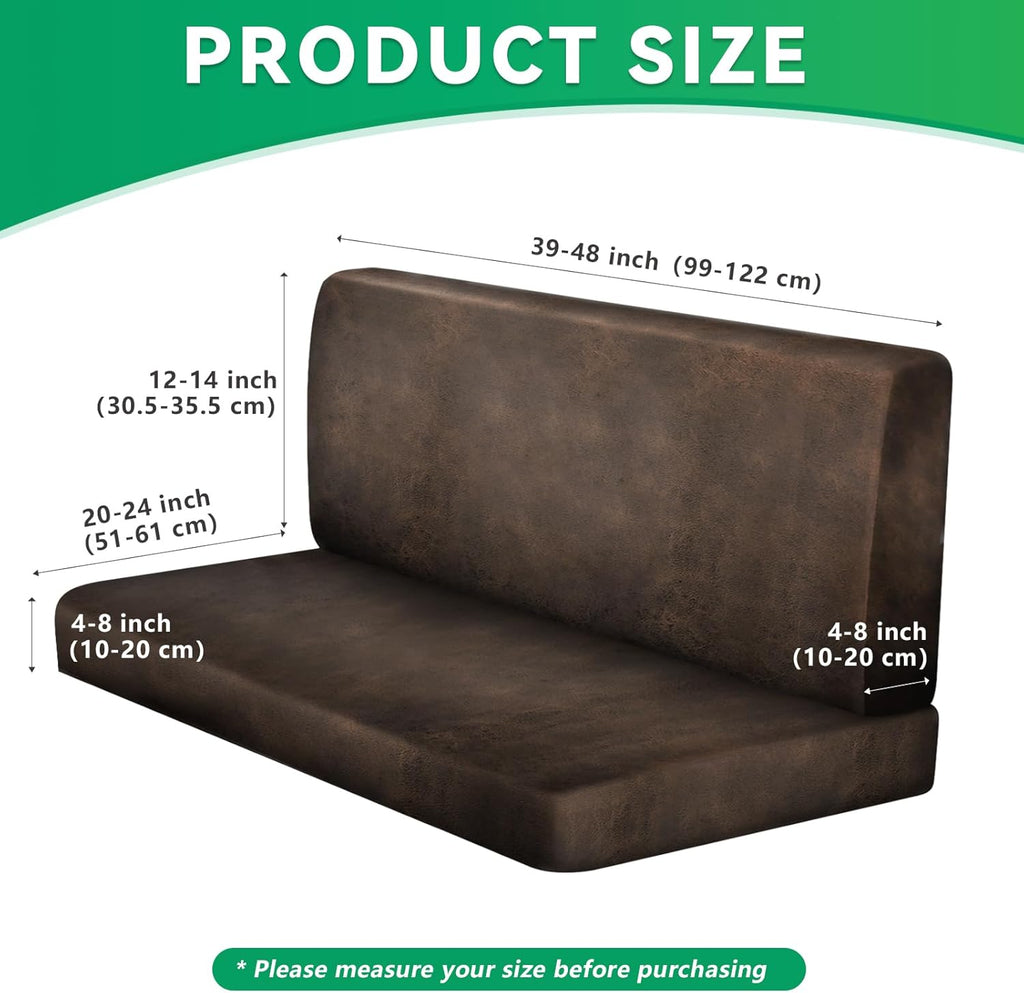molasofa Leather Like RV Dinette Cushion Covers, RV Booth Seat Cover Stretchable Camper Cushion Couch Covers Washable Slipcovers for RV Camper Car Bench (2 Bench Cover & 2 Backrest Cover, Brown-02)