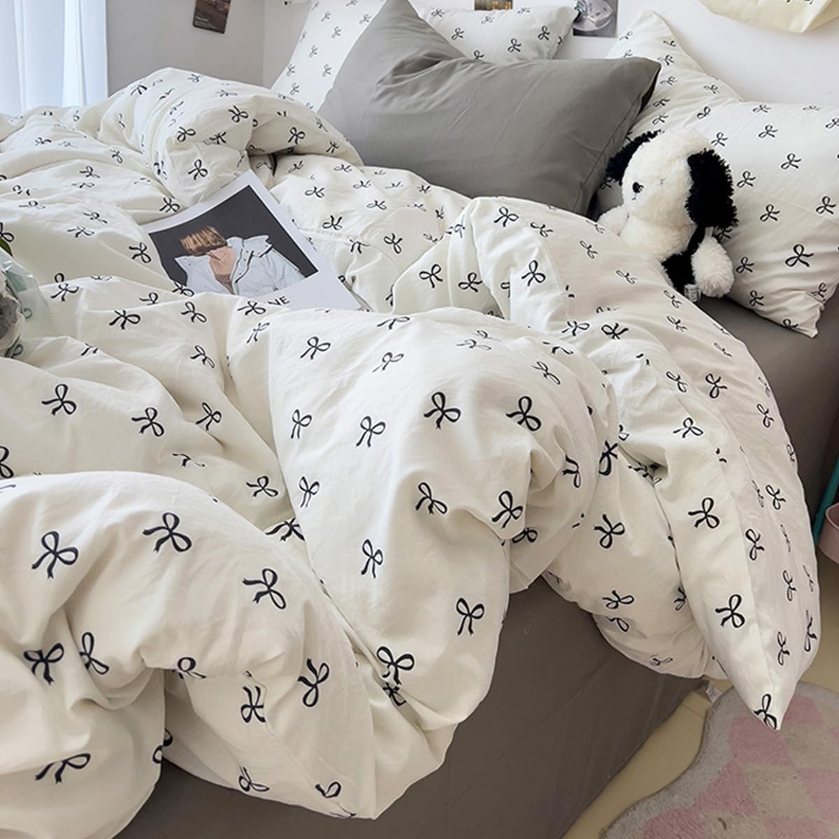 Twin Comforter Set Black Bow Comforter Set for Girls