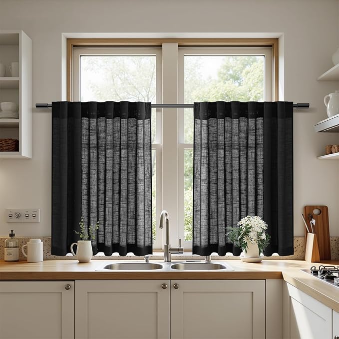Nanspring Short Linen Curtains 36 Inch Length - Image 5