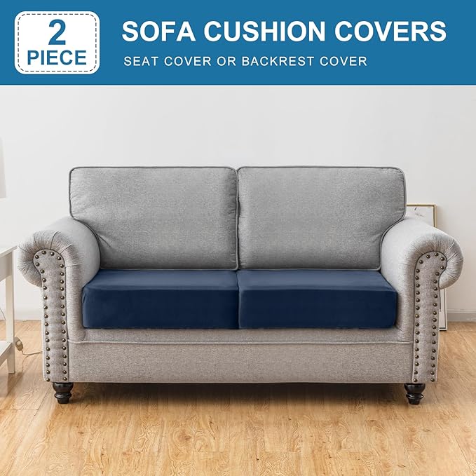 Couch Cover Stretch Velvet Sofa Cushion Cover 2-Piece - Image 3