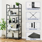NUMENN 5 Tier Bookshelf, Tall Freestanding Open Storage Bookcase, Dark Grey