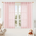 LAMIT Semi Sheer Linen Curtains 45 Inches Long, Light Filtering Panels Back Tab by LAMIT