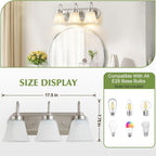 3 Light Bathroom Vanity Lights, Bathroom Light Fixtures Over Mirror, Modern Lighting Fixtures Brushed Nickel Wall Lamp Vanity Lights Apply for Mirror Living Room Cabinet Bedroom, Bulb Not Included