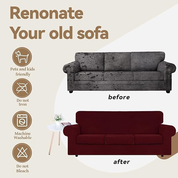 WEERRW Velvet High Stretch Couch Covers - Image 5