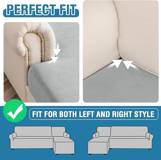 Couch Cover Stretch Velvet Sofa Cushion Cover 3-Piece - Image 6
