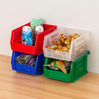 Akro-Mils 30210 AkroBins Plastic Storage Bin Hanging Stacking Containers, (5-Inch x 4-Inch x 3-Inch), Red, 24-Pack