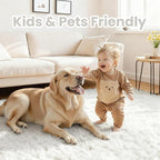 2x6 Bedside Area Rugs for Bedroom: Soft Fluffy Shag White Rug for Hallway - Image 3