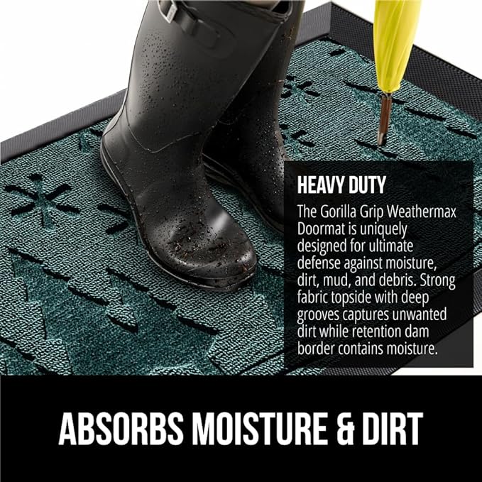 GORILLA GRIP 100% Waterproof All-Season WeatherMAX Doormat 35x23, US Designed - Image 4