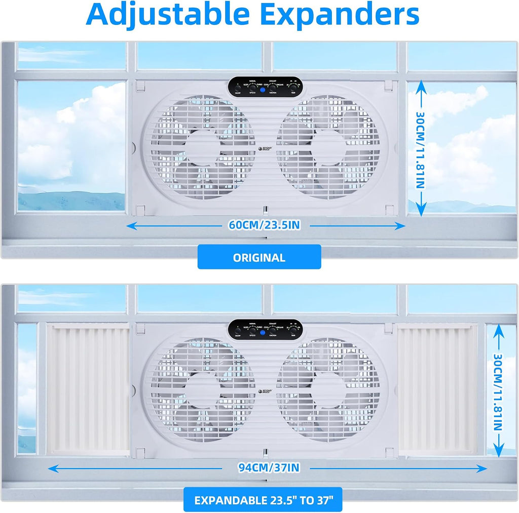 BEYOND BREEZE 9" Window Fan Reversible Airflow with Timer and Bug Screen