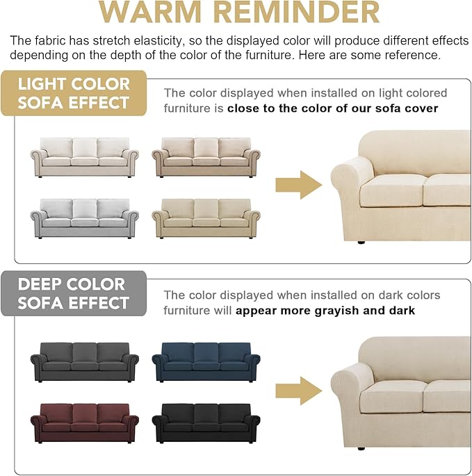 H.VERSAILTEX 4 Piece Stretch Couch Covers - Image 4