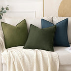 MIULEE Decorative Linen Euro Sham Pillow Covers 24x24 Inch Green ​Boho - Image 4