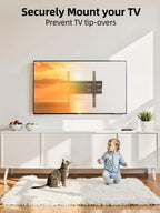 IWORKBOARD 43 50 55 inch Fixed Low Profile TV Wall Mount for 24-65 inch LED/LCD & Flat/Curved TVs, Universal Wall Mount Bracket with Safe Lock, Max VESA 400x400mm, up to 99Lbs & 16 '' Stud