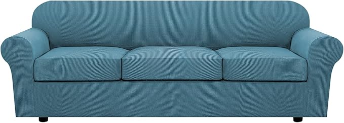 4 Piece Stretch Sofa Covers for 3 Cushion Couch Covers for Living Room by HVERSAILTEX