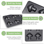 2 Pack Mushroom Baking Pan, 6-Cavity MushroomMuffin Pan Non-stick Cake Pan Heavy Carbon Steel for Oven Baking Cookies Cake Chocolate Madeleine