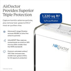 AIRDOCTOR 2000 Smart for Small & Medium Rooms and Bedrooms. 3 Stage Filtration with UltraHEPA