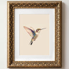 Wemandh Vintage Gold Framed Hummingbird Canvas Wall Art (8"x10")