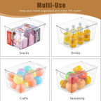 6 Pack Clear Storage Bins with Lids, 7 Quart Pantry Organizer Bins