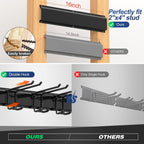 Garage Wall Organizer, Heavy Duty Tool Hangers for Garage Wall with 8 Double Hooks & 3 Rails, Tool Organizer Wall Mount, Garage Hanging Storage Rack for Shovel, Rake, Broom and Ski Gear