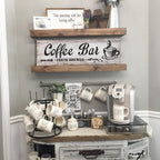 Rustic Wood Grain Coffee Station，Retro Coffee Bar Signs for Kitchen 6x17