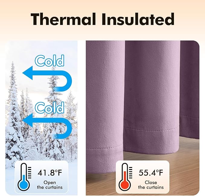MIULEE Velvet Curtains Lavender Light Purple Elegant Grommet Thermal Insulated - Image 5
