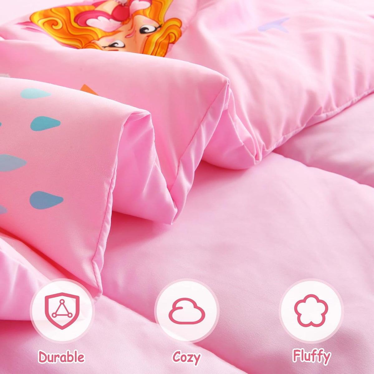 lasoftan Kids' Princess Bedding Set, Pink Princess, Full, 7-Piece