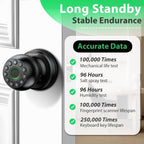 Smart Door Knob Fingerprint Lock 4-in-1 Keyless Entry (Fingerprint/App/Code/Key) Biometric Door with Auto-Lock Easy Install for Home/Bedroom/Office-Black