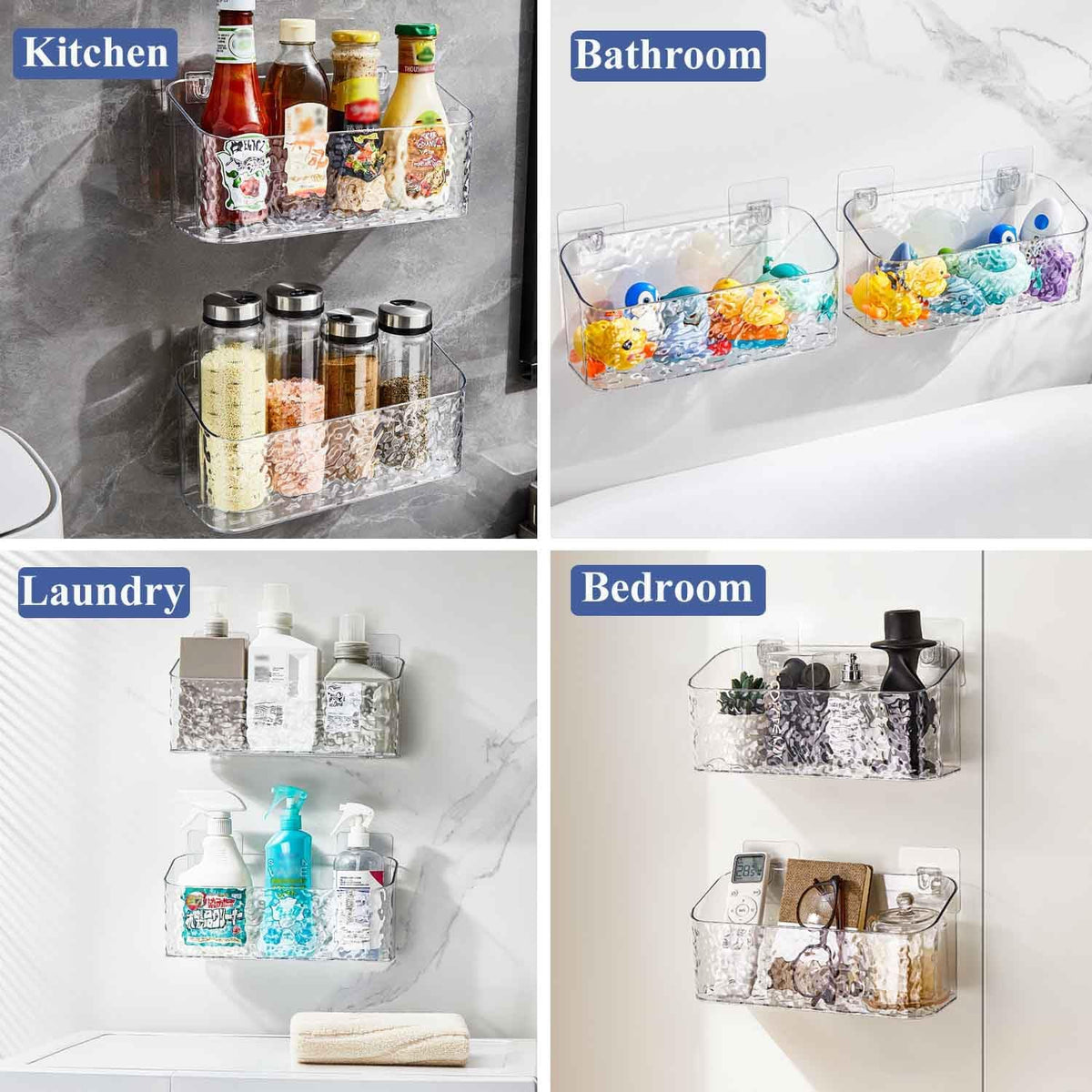 Bath Toy Storage Holder, 2 Pack Clear Bathtub Shower Caddy Shower Organizer