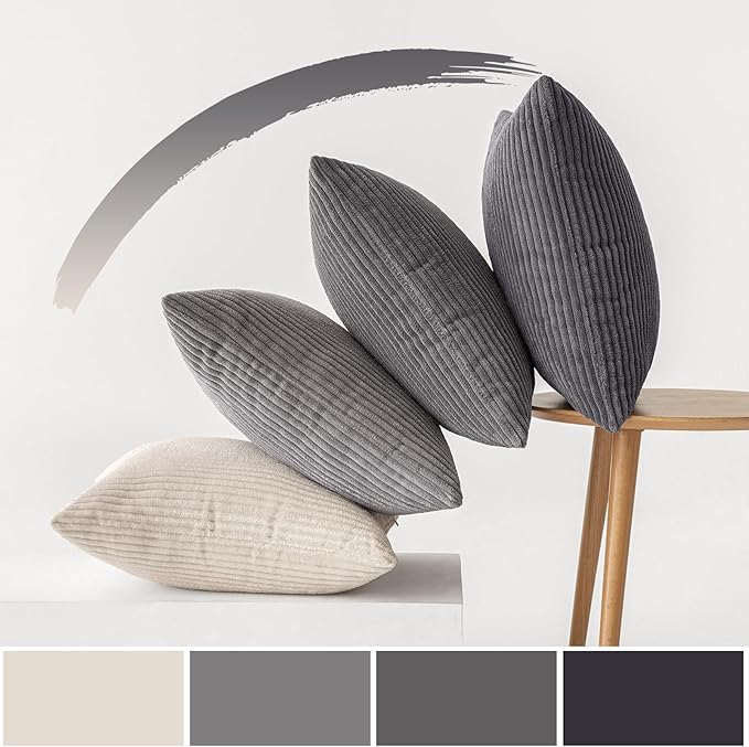 MIULEE Pack of 4 Neutral Grey Gradient Decorative Throw Pillow Covers 18x18 - Image 5