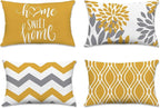 Hexagram Geometric Yellow Pillow Covers 12x20 Set of 4, Decorative Outdoor Boho by Hexagram