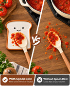 Cute Ceramic Spoon Rest for Stove Top, Toast Spoon Rest for Kitchen Counter