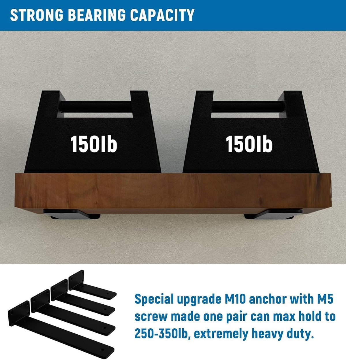 LEOPO 6 Inch Heavy Duty Floating Shelf Bracket, 4 Pack Hidden L Bracket