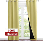 NICETOWN Paler Yellow Full Shade Curtain Panels, Pair of Thermal Insulated & - Image 2