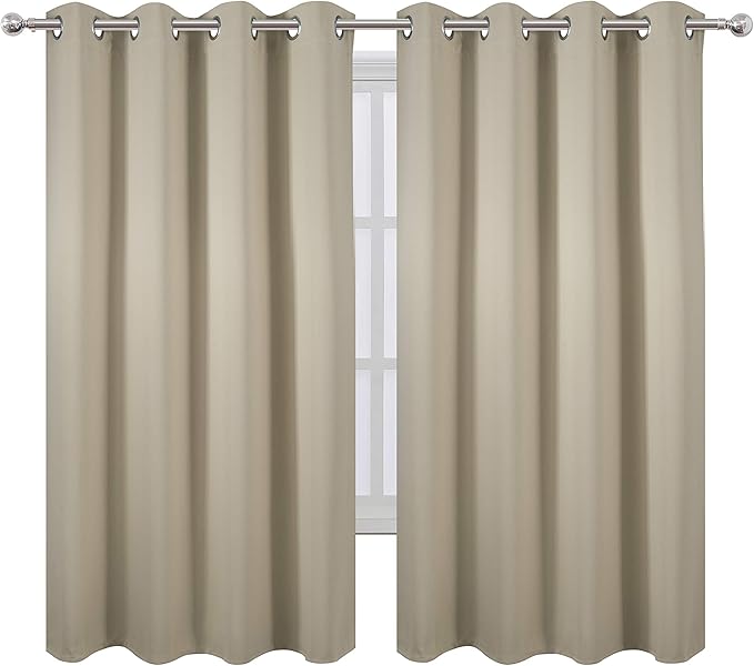LEMOMO Beige Blackout Curtains 66 x 63 Inch Length/Set of 2 Curtain - Image 2