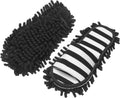 uxcell Microfiber Mop Slippers, Chenille Detachable Mop Shoes Washable Reusable House Slippers for Floor Cleaning Office Home Use Women Men, Small Size 9.6", Black and White Striped