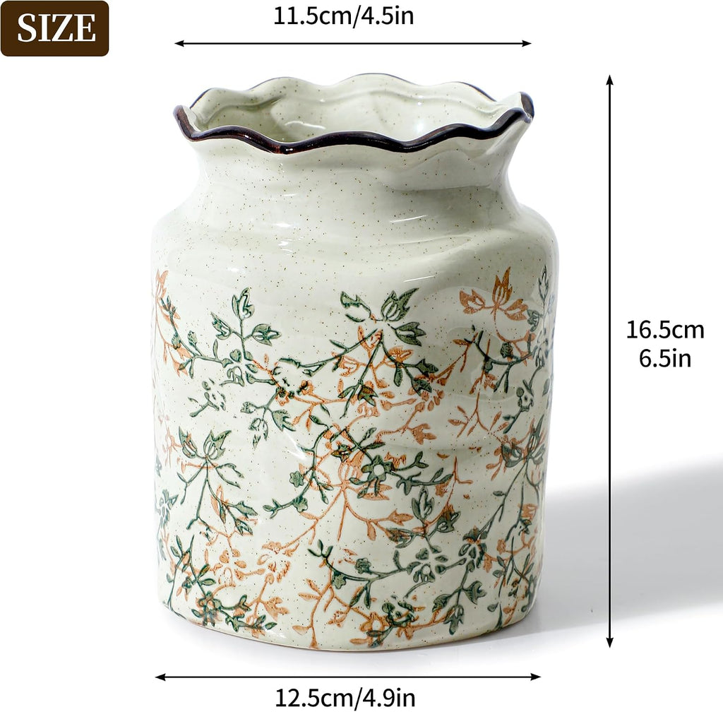 Ceramic Utensil Holder For Kitchen Counter (Vine)