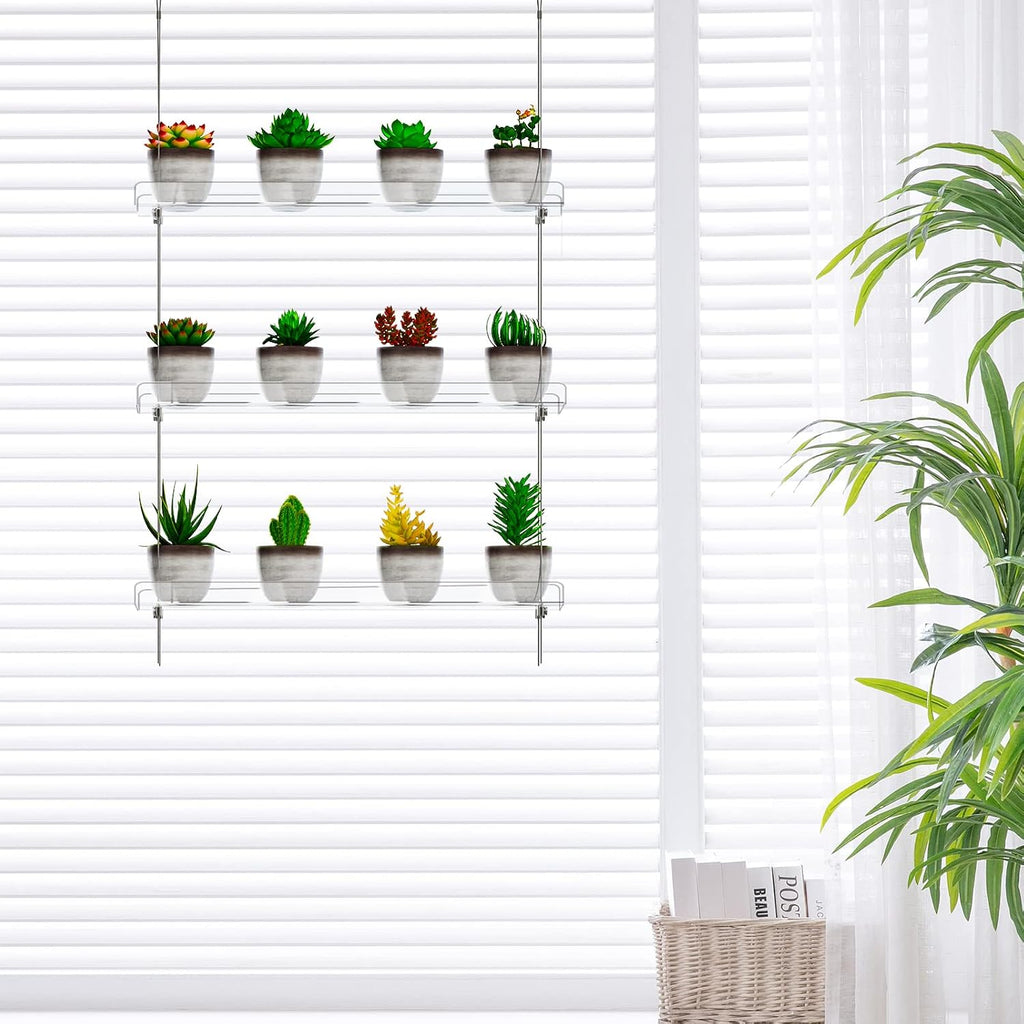 3-Tier Clear Hanging Window Plant Shelves, Indoor Acrylic Plant Stand