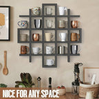 Suzile Mug Display Shelf Wall Mounted,Grid Size 5.1x5.1x3in,Grey