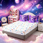 Feelyou Kids Cute Axolotl Comforter Set with Sheets Twin Size, Galaxy Planet Space 7 Pieces Bedding Set Boys Girls Cartoon Animal Bed in A Bag Dreamy Starry Teens Bed Set Bedroom Decor 7Pcs