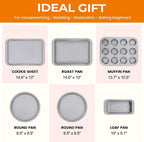 Vinino 6-Piece Baking Pans Set, Nonstick Carbon Steel Bakeware Sets