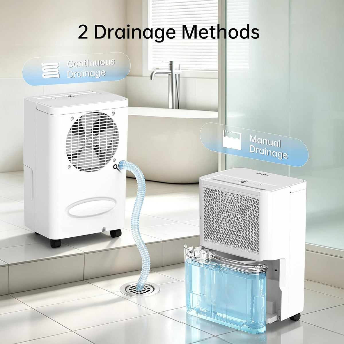 2500 Sq. Ft MAX 30 Pints Dehumidifier Equipped With Drainage Hose, Automatic Defrosting, 24-Hour Timer, Ideal for Basement, Home, Bathroom, Bedroom
