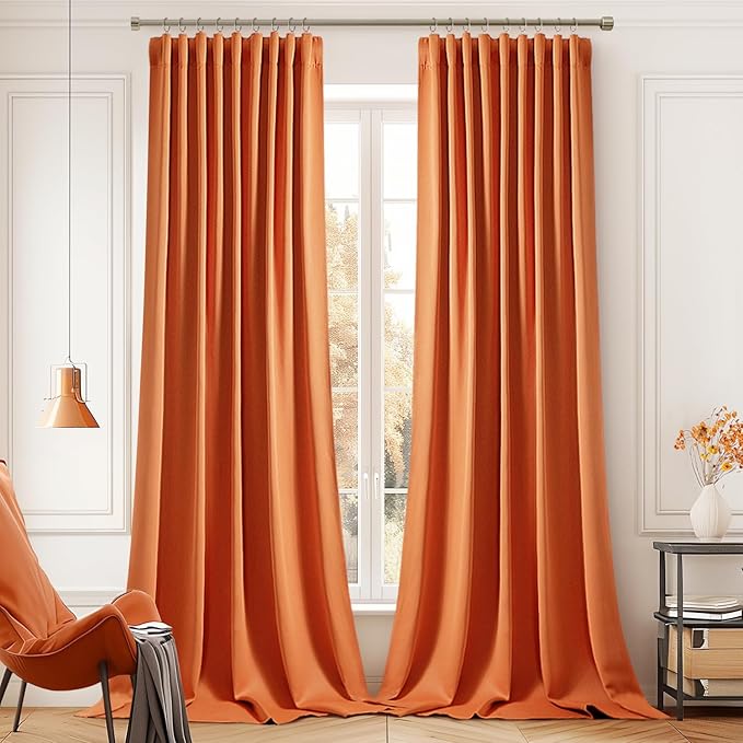 MIULEE Orange Back Tab Blackout Curtains 108 Inch Long 2 Panels Set - Image 9