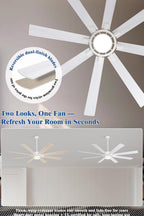 65 Inch Ceiling Fan with Light, White Large Metal Downrod Ceiling Fan Light White, 3CCT, 6 Speed Ceiling Fans with 3 Downrods for Living Room Bedroom, UL Listed