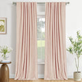 100% Blackout Shield Creamy Peach Linen Blackout Curtains by 100BlackoutShield