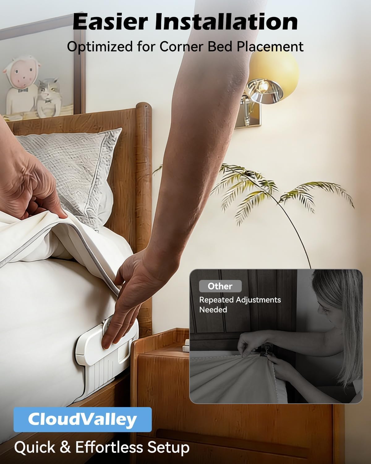 Bed Lock Sheet Holders Fit All Sheet Size, No Need to Flip the Mattress & Tight, Bed Fitted Sheet Holder for Corners, Sheet Clips, ABS Material with High Flexibility, Sheet Secure Lock Fasteners,White