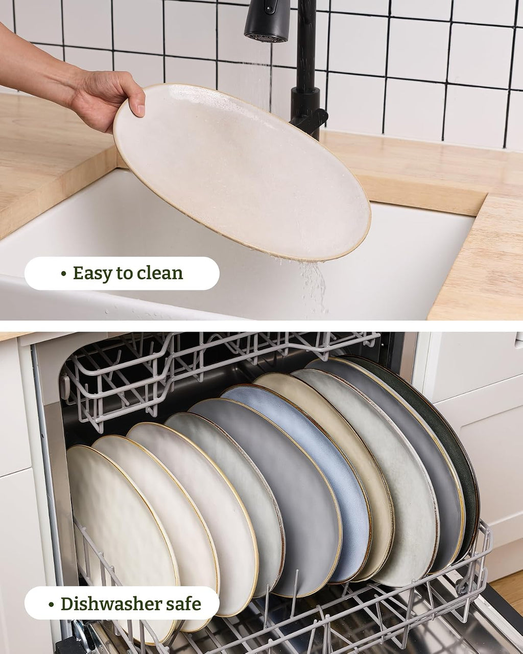 famiware Serving Platters Set of 3 Sizes - Oval, Cappuccino White