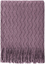 BOURINA Dark Lavender Throw Blanket 50 x90 Inches Textured Solid Soft Sofa by BOURINA