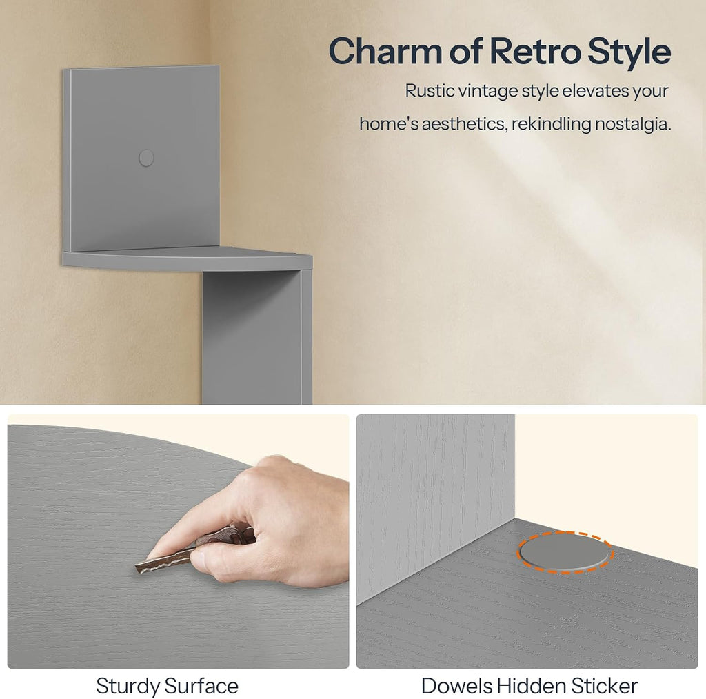 HOOBRO Corner Shelf Wall-Mounted, Set of 2 Floating Corner Shelves for Wall