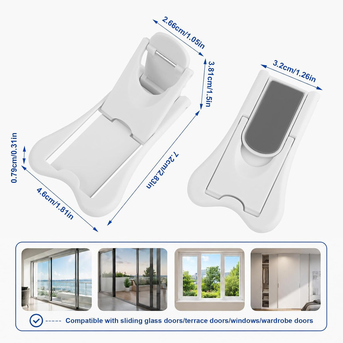 XIHIRCD 4pcs Sliding Door Kid Lock, Sliding Glass Patio Closet Door Lock