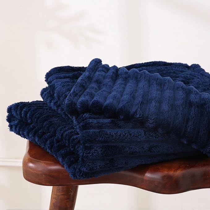 Navy Blue Fleece Throw Blanket 60”×80” - Image 5
